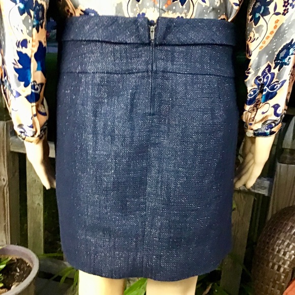 🌸 JCREW LINED SHIMMER THREAD NAVY BLUE SKIRT NO FLAWS - Picture 6 of 11